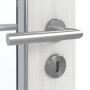 Detailansicht der Oberfläche von GARANT Feuchtraumtür Authentic Grigio GCK08 mit Lichtausschnitt LA-5 schlossseitig