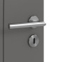 Detailansicht der Oberfläche von HÖRMANN Innentür Groove 20 Staubgrau RAL 7037 Lack DesignLine mit Lichtausschnitt LA 4 mittig