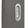 Detailansicht der Oberfläche von HÖRMANN Schiebetür Groove 27 Staubgrau RAL 7037 Lack DesignLine mit Lichtausschnitt LA 24 schlossseitig