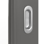 Detailansicht der Oberfläche von HÖRMANN Schiebetür Groove 34 Staubgrau RAL 7037 Lack DesignLine mit Lichtausschnitt LA 27
