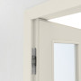 Detailansicht der Bänder von Innentür-Set Linea 01 LA-01 reverse Weißlack mit Zarge und Drücker