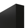 Detailansicht der stumpfen Kante von GARANT Schiebetür 0901-60 Black Resopal mit Lichtausschnitt LA-6 Sprosse SP2