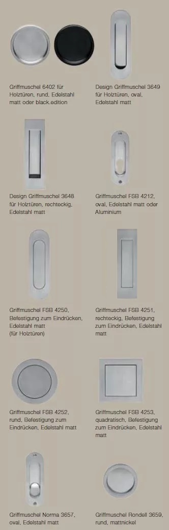 Griffmuscheln für BaseLine-Schiebetüren von Hörmann
